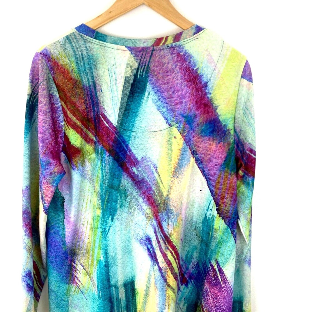 Soft Surroundings Tunic Top Large L Colorful Artsy Spring Purple Abstract Lunch - Picture 5 of 16